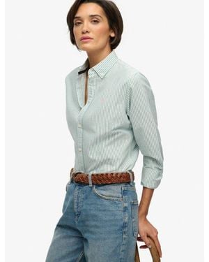 Superdry Slim Oxford Button Down Long Sleeve Shirt - Blue