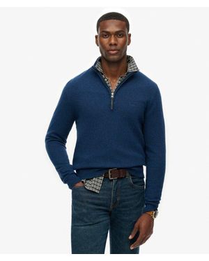 Superdry & Co Wool Blend Half Zip Jumper - Blue
