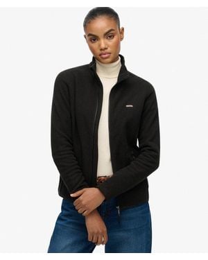 Superdry & Co Classic Embroidered Logo Polar Fleece Full Zip Jacket - Black