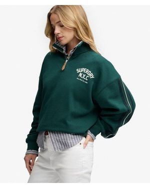 Superdry Country Club Appliqué Halve Rits - Groen