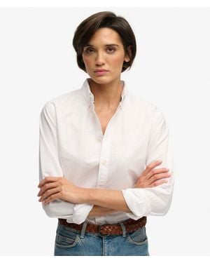 Superdry & Co Slim Oxford Button Down Long Sleeve Shirt - White