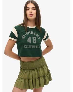 Superdry & Co Tiered Jersey Mini Skirt - Green