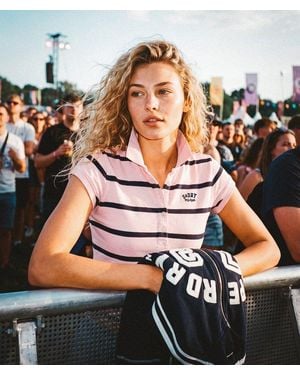 Superdry Athletic Essentials Gestreept Jersey Poloshirt - Roze