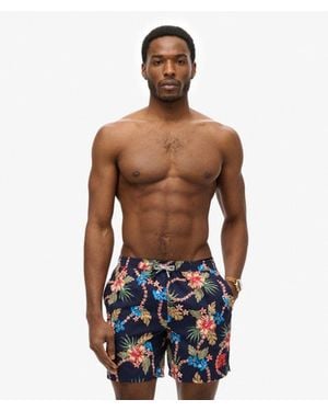 Superdry Homme Short De Bain À Imprimé Hawaïen Longueur 43 Cm Taille - Bleu