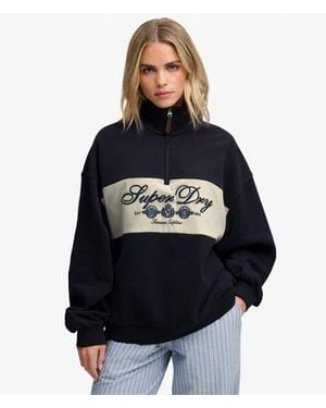 Superdry & Co Ornate Script Half Zip Sweatshirt - Blue