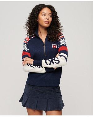 Superdry Pull en maille après ski - Bleu