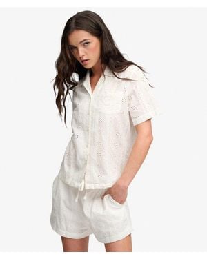 Superdry & Co Heritage Broderie Short Sleeve Shirt - White