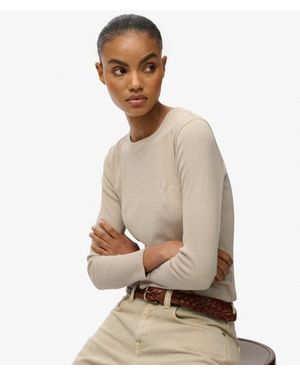 Superdry & Co Athletic Essentials Logo Garment Dyed Ribbed Top - Natural