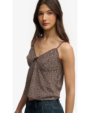 Superdry Femme Top À Bretelles Imprimé Taille - Marron