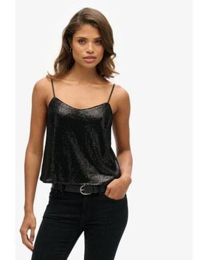Superdry & Co Sequin Cami Vest Top - Black