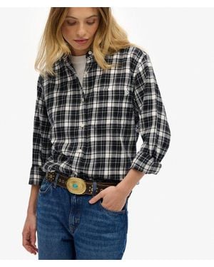 Superdry & Co Check Flannel Boyfriend Shirt - Black