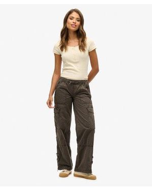 Superdry Elastische Vintage Cargobroek Met Lage Taille - Grijs