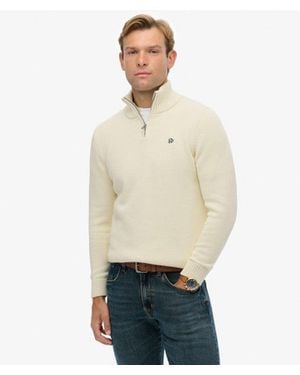 Superdry & Co Cotton Half Zip Knit Sweater - Natural