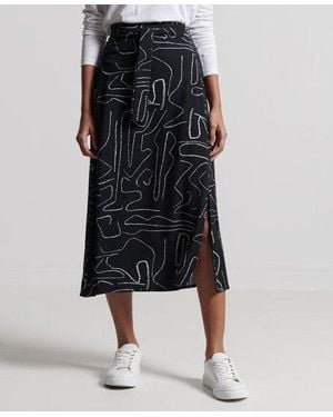 Superdry Studios Midi Skirt Multiple Colors Abstract Lines - Black