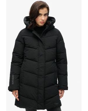 Superdry City Chevron Padded Parka Coat - Black