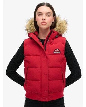 Superdry Everest Faux Fur Gilet - Red