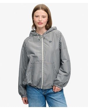Superdry & Co Checked Raglan Windbreaker Jacket - Grey