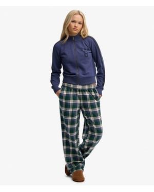 Superdry & Co Cotton Check Elastic Trousers - Blue