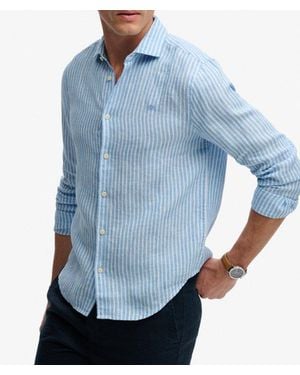 Superdry & Co Riviera Long Sleeve Linen Shirt - Blue