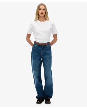 Superdry Organic Cotton High Rise Wide Leg Jeans - Blue