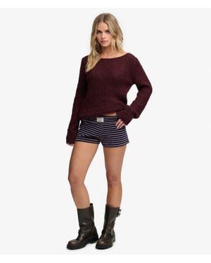 Superdry & Co Athletic Essentials Fold Over Towelling Shorts - Red