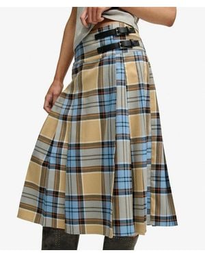 Superdry & Co Check Pleated Midi Skirt - White