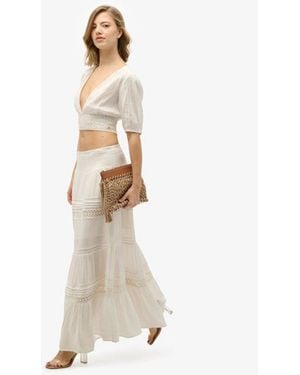 Superdry Ibiza Lace Mix Maxi Skirt - Natural