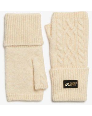 Superdry Classic Cable Knit Luxe Handwarmer Gloves - Natural