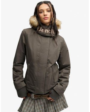 Superdry Bench X & Co Bench Faux Fur Hooded Windcheater Jacket - Grey