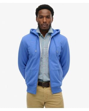 Superdry Essential Logo Zip Hoodie Half Brushed - Blauw