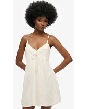 Superdry Cotton Textured Woven Cami Mini Dress - White