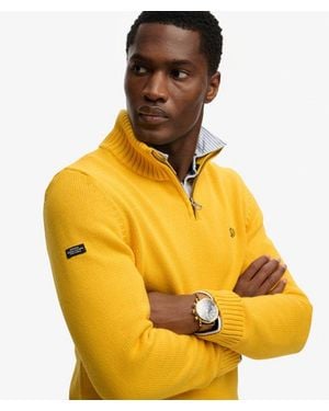 Superdry Katoenen Trui Met Halve Rits - Geel
