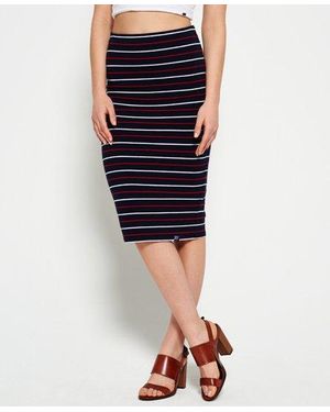 Superdry Pop Print Pencil Skirt /Optic Stripe - Black