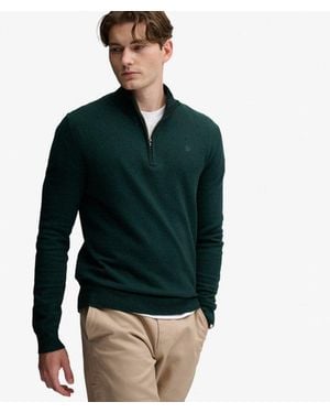 Superdry & Co Essential Lightweight Wool Blend Half Zip Jumper - Green