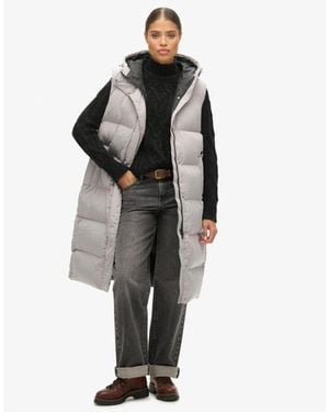 Superdry & Co Long Hooded Padded Gilet - Grey