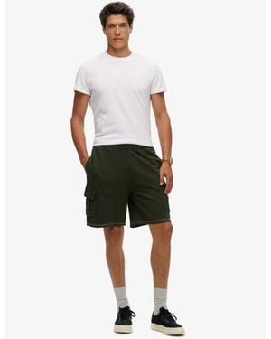 Superdry & Co Loose Fit Contrast Stitch Cargo Shorts - White