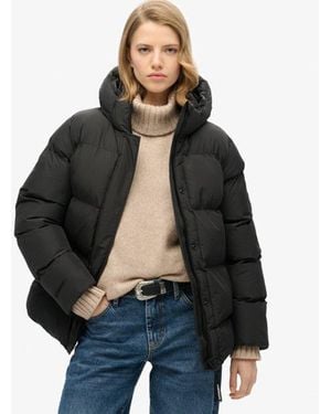Superdry & Co Ladies Classic Hooded Five Baffle Sports Puffer Jacket - Black