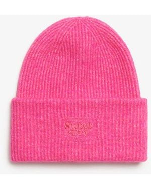 Superdry & Co Soft Rib Knit Beanie Hat - Pink