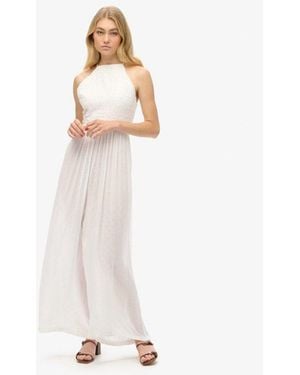 Superdry Embroidered Sleeveless Jumpsuit - White