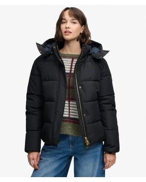 Superdry Premium Hooded Puffer Jacket - Black