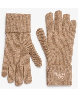 Superdry Soft Rib Knit Gloves - Natural