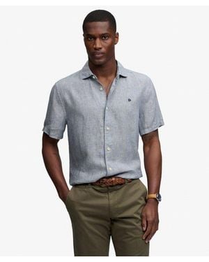 Superdry Riviera Short Sleeve Linen Shirt - Grey