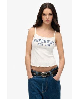 Superdry Athletic Essentials Ajour Camitop Met Print - Wit