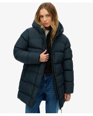 Superdry & Co Hooded Sports Puffer Mid Length Jacket - Blue
