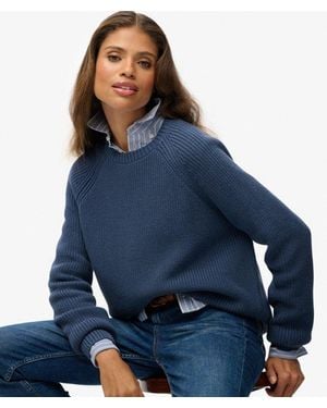 Superdry & Co Relaxed Ribbed Knitted Jumper - Blue