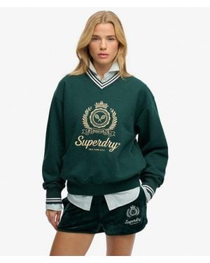 Superdry & Co Country Club Loose V-neck Sweatshirt - Green