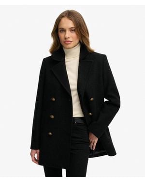 Superdry Double Breasted Pea Coat - Black