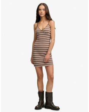 Superdry Stripe Ribbed Jersey Mini Dress - White