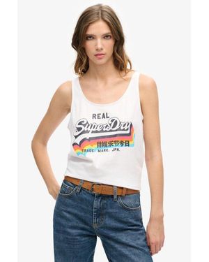 Superdry & Co Ladies Slim Fit Vintage Logo Vest Top - White