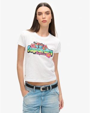 Superdry & Co Cali Sticker Fitted T-shirt - White